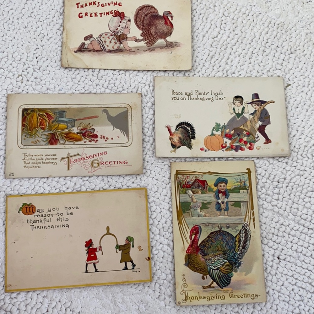 5 antique Thanksgiving postcards over 100 years old